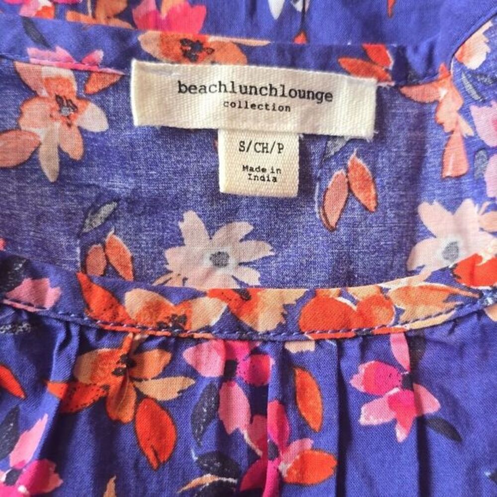 BeachLunchLounge NWOT Side Open Midi Floral Dress Sleeveless Yves Blue Floral S - Picture 5 of 11
